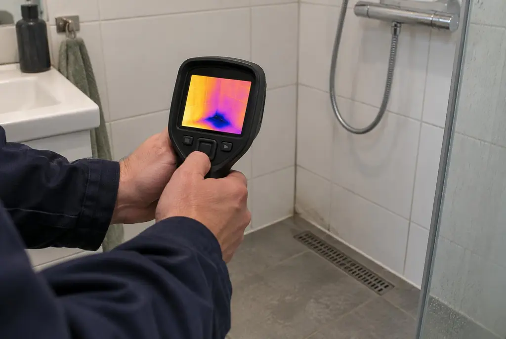 Lekdetectie Muiden – lekdetectiespecialist met warmtebeeldcamera in een badkamer